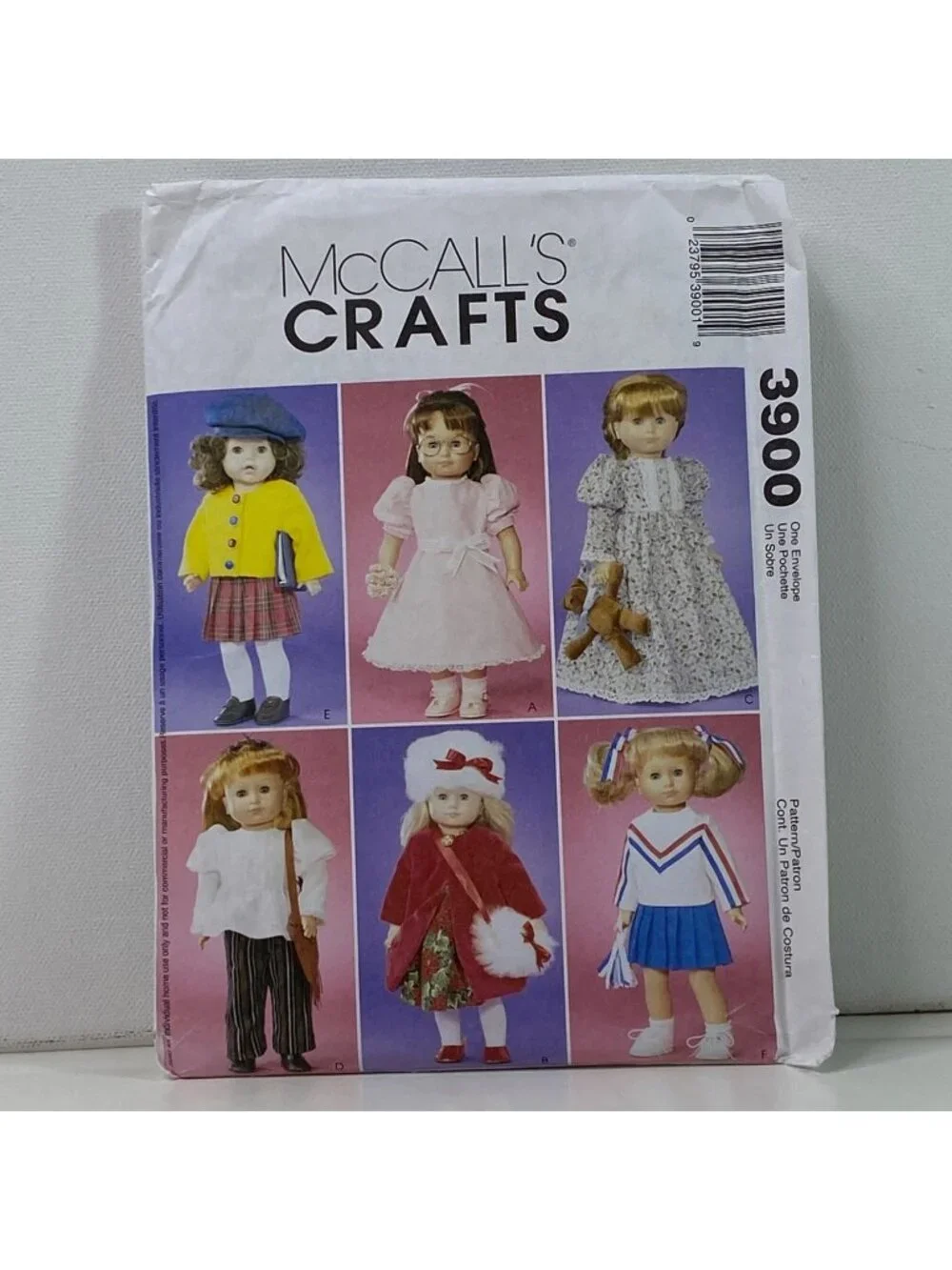 McCalls 3900 18 Inch Doll Clothes Pattern American Girl Uncut DIY Garments